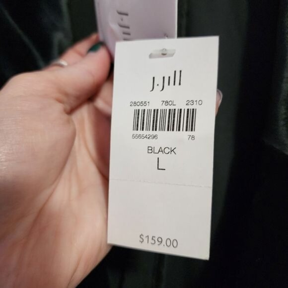 J.JILL velvet single button blazer with waist tie in black NEW size L - Picture 5 of 8